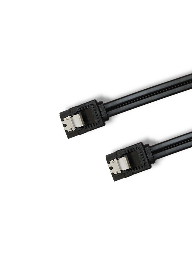 كابل بيانات SATA مسطح مع مشبك معدني – سرعة عالية لتوصيل الهارد والـ SSD اسود - Image 1